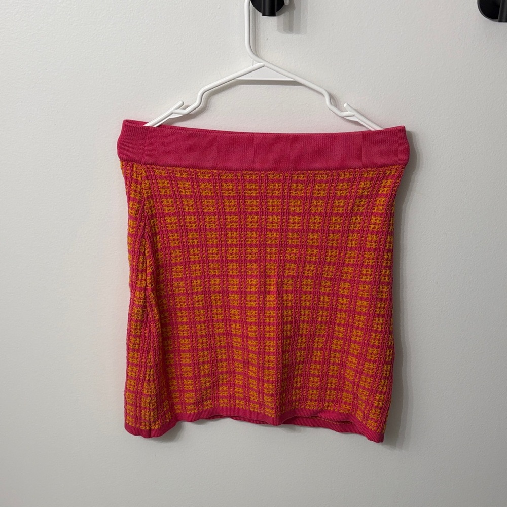 Free Assembly Knitted Pink and Orange Women's Skirt